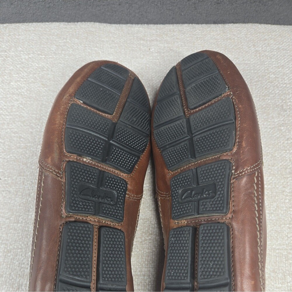 Clarks Men's Loafer 10.5 Brown Leather Driving Moccasins Horsebit Old Money Shoe - Picture 8 of 14